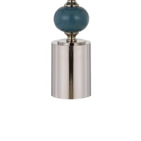 Bestow your home with this elegant and charming table lamp available in set of 2 Stacked ball design ceramic body with cylindrical shaped base completes the look and makes it a piece worth addition Fabric round shade adds to its look