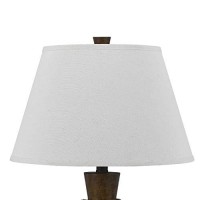 Benjara 150 Watt Seashell Embellished Polyresin Table Lamp, Off White And Brown