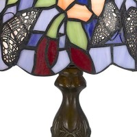 Benjara Metal Body Tiffany Table Lamp With Butterfly Design Shade, Multicolor