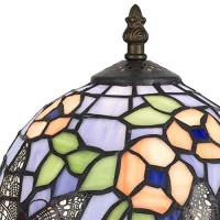 Benjara Metal Body Tiffany Table Lamp With Butterfly Design Shade, Multicolor