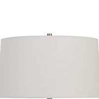 Benjara Bm224792 3 Way Table Lamp With Sleek Metal Body And Fabric Shade, Silver And White