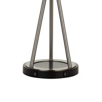 Benjara Bm224792 3 Way Table Lamp With Sleek Metal Body And Fabric Shade, Silver And White