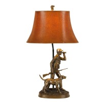 Benjara Bm224761 150 W Bell Shape Leatherette Shade Table Lamp With Hunter Resin Base, Brown