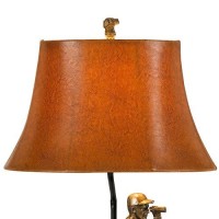 Benjara Bm224761 150 W Bell Shape Leatherette Shade Table Lamp With Hunter Resin Base, Brown