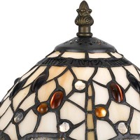 Benjara Metal Body Tiffany Table Lamp With Dragonfly Design Shade, Multicolor