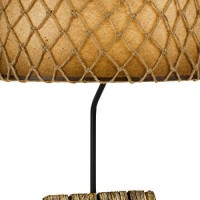 Benjara Fishing Theme Resin Table Lamp With Net Accent Paper Drum Shade, Beige