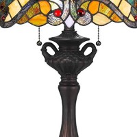 Benjara Polyresin Table Lamp With Glass Shade And Pull Chain Switch, Multicolor