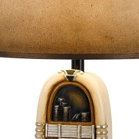 Benjara Bm224764 150 W Jukebox Design Resin Table Lamp With Empire Shade, Brown