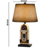 Benjara Bm224764 150 W Jukebox Design Resin Table Lamp With Empire Shade, Brown