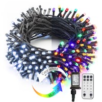 Brizled Color Changing Christmas Lights, 65.67Ft 200 Led Cool White & Multicolor Christmas Lights, 11 Modes Remote Dimmable 24V Safe Adapter Outdoor Christmas Tree Lights String For Xmas Party Tree