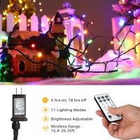 Brizled Color Changing Christmas Lights, 65.67Ft 200 Led Cool White & Multicolor Christmas Lights, 11 Modes Remote Dimmable 24V Safe Adapter Outdoor Christmas Tree Lights String For Xmas Party Tree