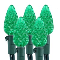 Brizled C5 Green Christmas Lights, 100 Led 33Ft Led Christmas Lights Outdoor, Connectable 120V Ul Certified Christmas Tree Lights Faceted Xmas Lights For Halloween Christmas Party Roof Room Decoration