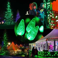 Brizled C5 Green Christmas Lights, 100 Led 33Ft Led Christmas Lights Outdoor, Connectable 120V Ul Certified Christmas Tree Lights Faceted Xmas Lights For Halloween Christmas Party Roof Room Decoration