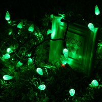 Brizled C5 Green Christmas Lights, 100 Led 33Ft Led Christmas Lights Outdoor, Connectable 120V Ul Certified Christmas Tree Lights Faceted Xmas Lights For Halloween Christmas Party Roof Room Decoration