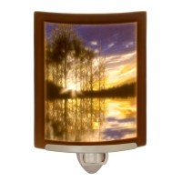 The Porcelain Garden Lakeshore Sunset Night Light, Colored Porcelain Lithophane, Decorative Wall Plug In For Nursery, Bedroom Kitchen, Bath, Hallway Lake Living Accent Light