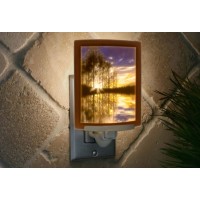 The Porcelain Garden Lakeshore Sunset Night Light, Colored Porcelain Lithophane, Decorative Wall Plug In For Nursery, Bedroom Kitchen, Bath, Hallway Lake Living Accent Light