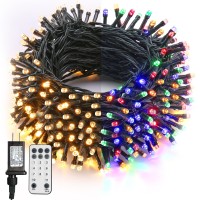 Brizlabs Color Changing Christmas Lights, 115Ft 300 Led Christmas String Lights, 11 Modes Warm White Multicolor Lights, 24V Safe Adapter Dimmable Light With Timer Remote For Christmas Party Tree Decor