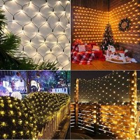 Brizlabs Christmas Mesh Net Lights, 11.8Ft X 4.9Ft 360 Led Bush Net Lights Outdoor, 8 Modes Xmas String Lights, Connectable Plug In Trees-Wrape Lights For Fence Bushes Garden, Warm White, Green Wire