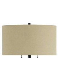 Benjara Metal Body Floor Lamp With Fabric Drum Shade And Pull Chain Switch, Black