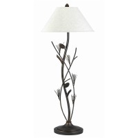 Pine Twig Accent Metal Body Floor Lamp With Conical Shade