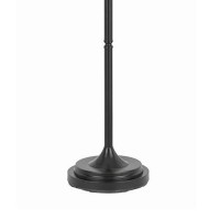 Benjara 3 Way Glass Shade Torchiere Floor Lamp With Metal Pedestal Base, Black