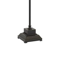 Benjara Metal Body Floor Lamp With Adjustable Arm And Textured Glass Shade, Black