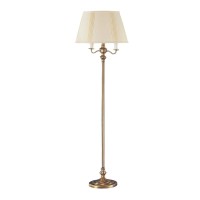 Benjara 150 Watt 6 Way Metal Floor Lamp With Fabric Tapered Shade, Gold