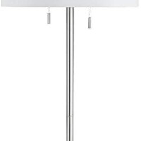 Benjara Metal Body Floor Lamp With Fabric Drum Shade And Pull Chain Switch, Silver