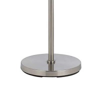 Benjara Metal Body Floor Lamp With Fabric Drum Shade And Pull Chain Switch, Silver