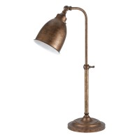 Benjara Metal Round 25 Table Lamp With Adjustable Pole Bronze