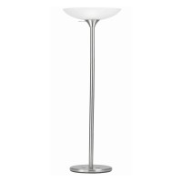 Benjara 3 Way Torchiere Floor Lamp With Frosted Glass Shade And Stable Base, White