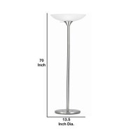 Benjara 3 Way Torchiere Floor Lamp With Frosted Glass Shade And Stable Base, White