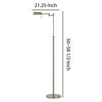 Benjara 10W Led Adjustable Metal Floor Lamp With Swing Arm, Chrome