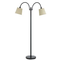 Benjara 80 Watt Metal Floor Lamp With Dual Gooseneck And Uno Style Shades Black