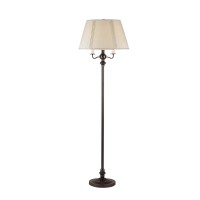 Benjara 150 Watt 6 Way Metal Floor Lamp With Fabric Tapered Shade, Bronze