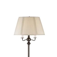 Benjara 150 Watt 6 Way Metal Floor Lamp With Fabric Tapered Shade, Bronze