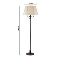 Benjara 150 Watt 6 Way Metal Floor Lamp With Fabric Tapered Shade, Bronze