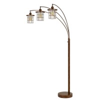 180 Watt Metal Floor Lamp With 3 Arms And Cage Shades