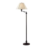 Benjara 150 Watt Metal Floor Lamp With Swing Arm And Fabric Conical Shade, Black