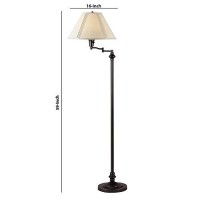 Benjara 150 Watt Metal Floor Lamp With Swing Arm And Fabric Conical Shade, Black