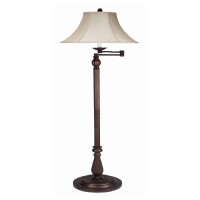 Swing Arm Metal Body Floor Lamp With Fabric Bell Shade