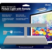 Westek Bl-Pl8-N Wireless Battery Operated Led Picture Light With Remote, Dimmable, 8 In, Satin Nickel