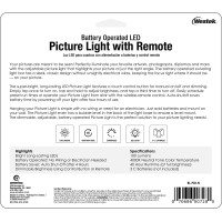 Westek Bl-Pl8-N Wireless Battery Operated Led Picture Light With Remote, Dimmable, 8 In, Satin Nickel