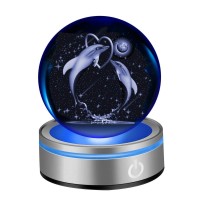 Ifolaina 3D Dolphin Crystal Ball Night Lights Exquisite Crystal Dolphin Figurines For Bedroom Decor Perfect Dolphin Gifts And Collectibles