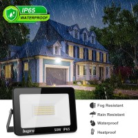 Royana 50W Led Flood Light Outdoor With Plug, 6000K 5000Lm Super Bright Security Light, Ip65 Waterproof Led Work Lights, Portable Daylight White Floodlight Spotlight For Yard Garden Court Lawn