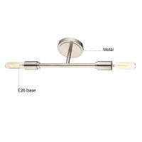 Phansthy Modern Double Sconce Wall Lighting, Bathroom Vanity Light Fixture Horizontal And Vertical, 2-Light Indoor Wall Lamps For Mirror Hallway Kitchen Living Room (Brushed Nickel)