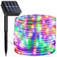 Solar Rope Lights 66 Feet 200 Led Solar String Lights Outdoor Waterproof 8 Modes Solar Fairy Lights Tube Lights Garden Christma