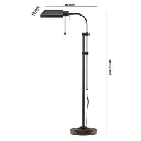 Benjara Metal Rectangular Floor Lamp With Adjustable Pole, Black