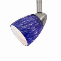 Benjara 50 Watt Track Fixture With Handblown Glass Shade, Silver And Blue