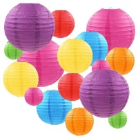 Famolay Paper Lanterns 16 Pcs Multicolor Assorted Size Of 4